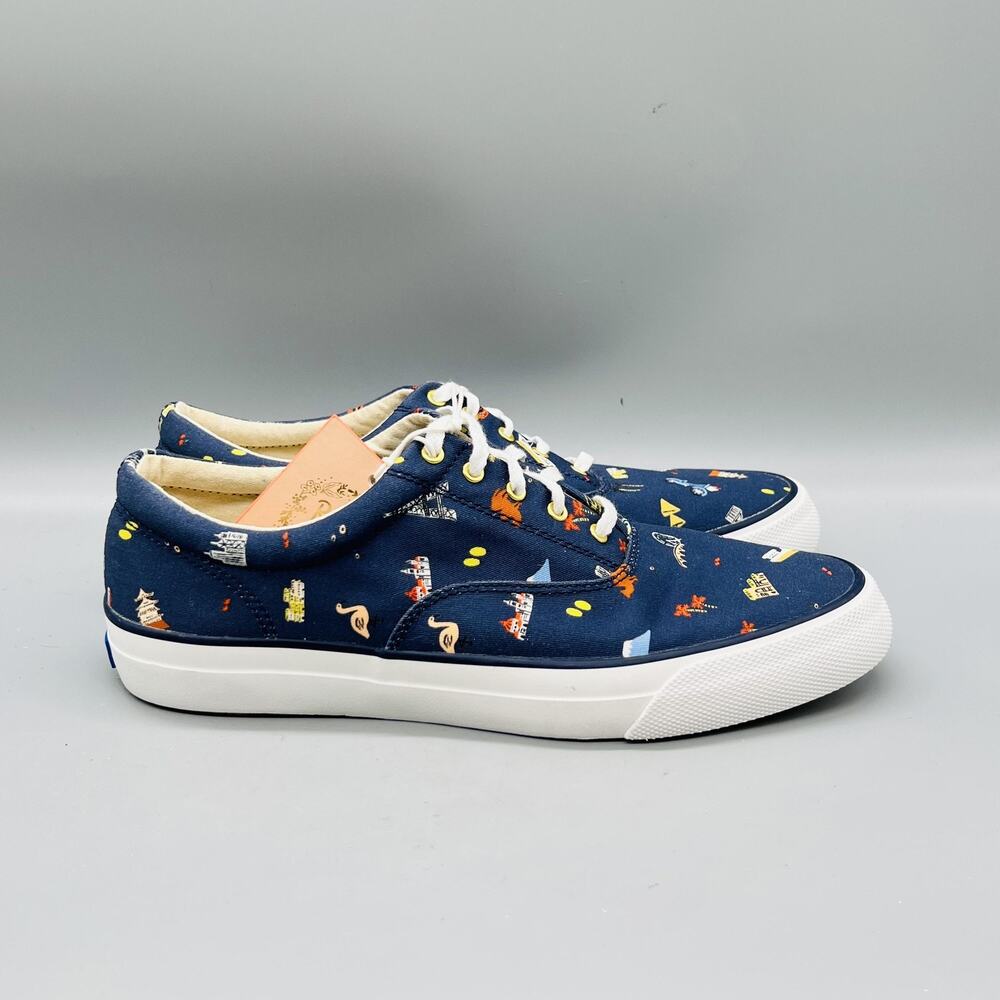 Keds Rifle Paper Co Shoes Women 9 Blue Canvas Graphic Sneakers Comfort Casual